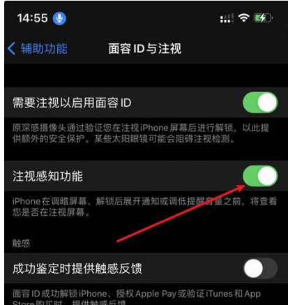 伊春苹果14维修网点分享iPhone14注视感知功能有什么用 